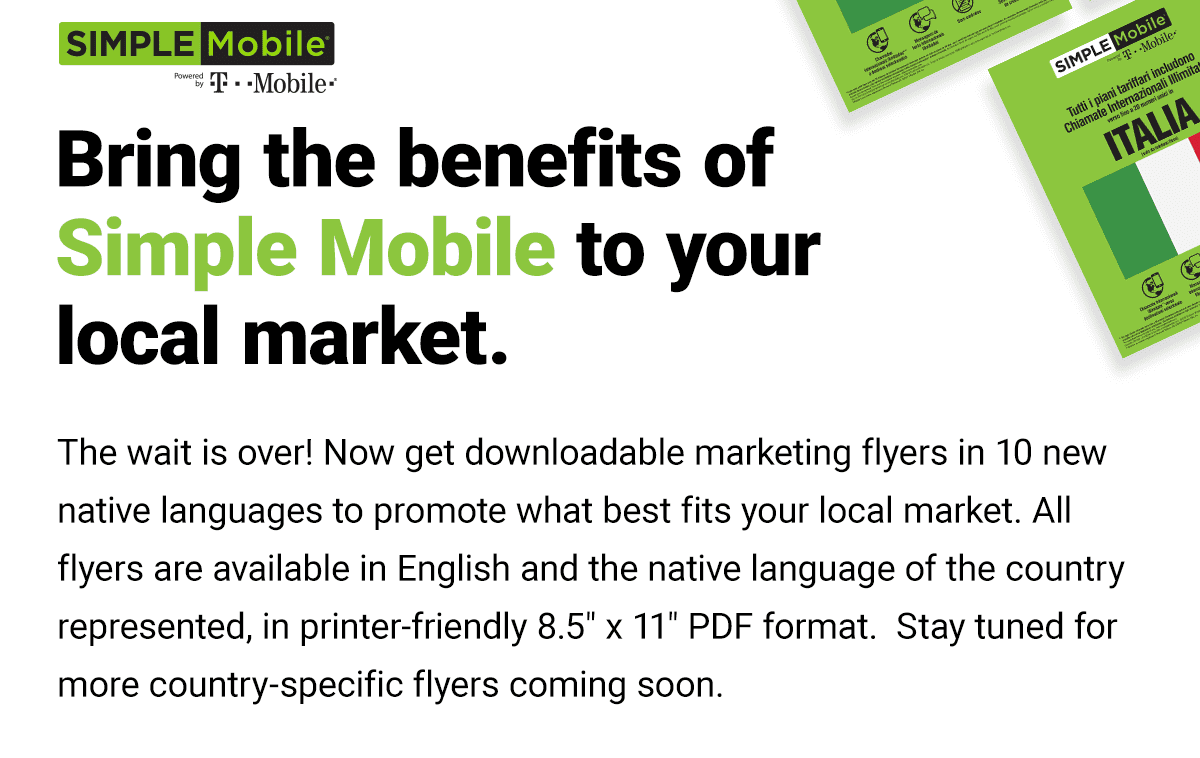 Bring the benefits of Simple Mobile to your local market.