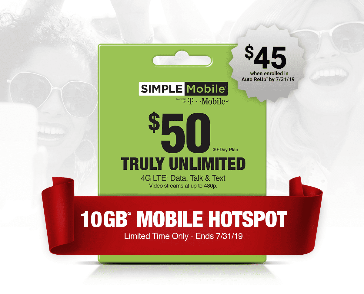 10GB Mobile Hotspot on the $50 Truly Unlimited Monthly Plan